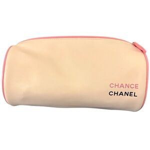 Authentic Chanel Bright White & Pink Cosmetic Case EUC Cute Bag! 🌸🤍🤩